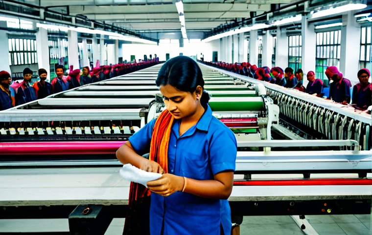 Modern Textile Factory in Bangladesh**

"A bright, modern textile factory in Bangladesh, filled with advanced machinery and skilled workers, fully clothed in appropriate attire, focused on quality production, safe for work, perfect anatomy, natural proportions, professional setting, high quality."

**